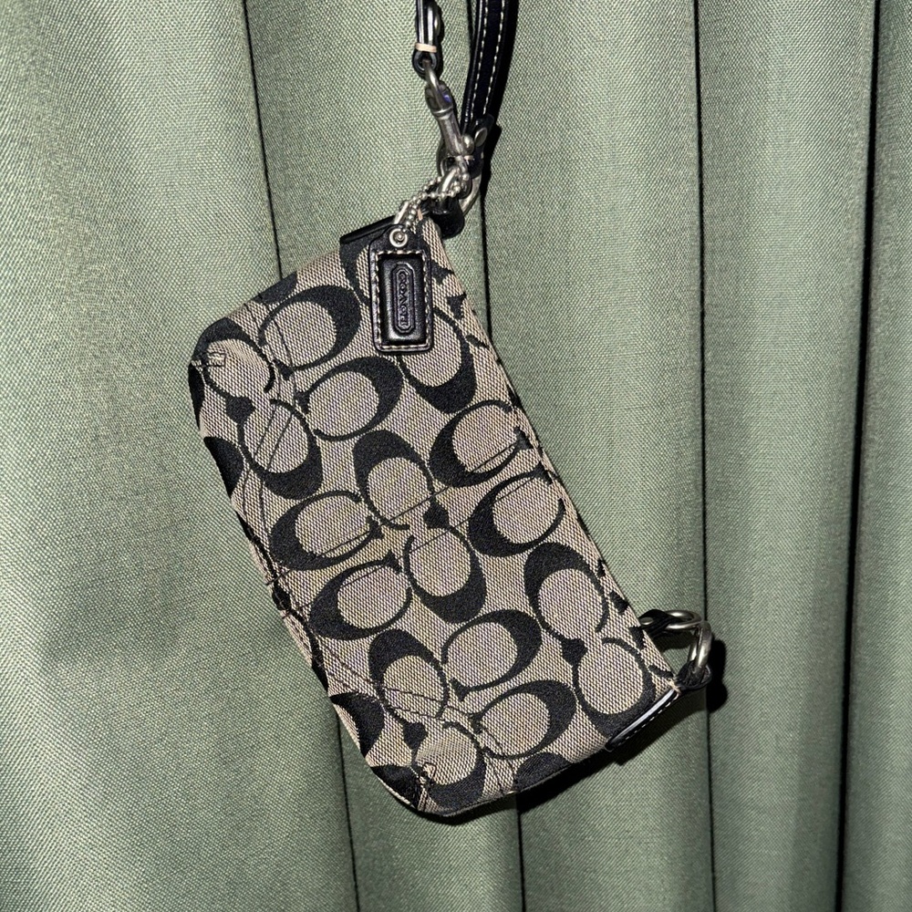 Coach Monogram Black and Gray Wristlet